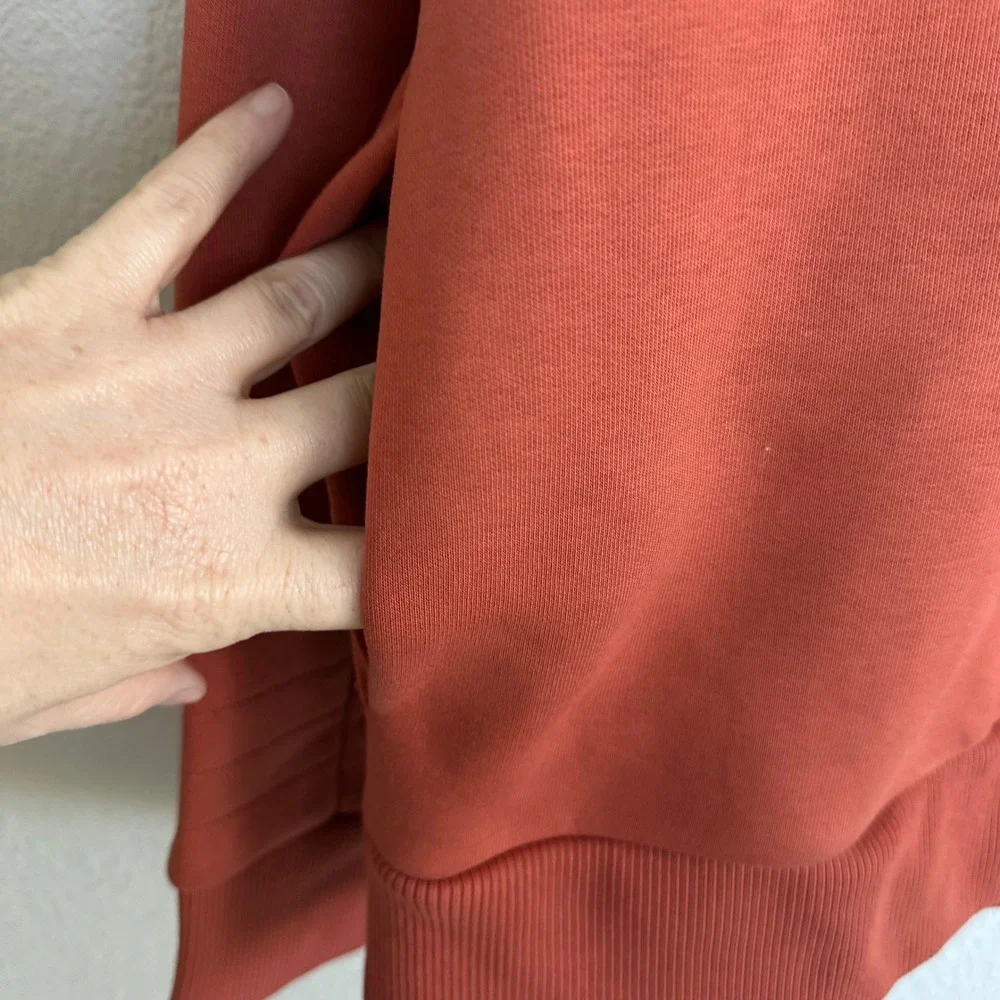 Pact Mens XL Burnt Orange‎ Organic Cotton Fleece Crewneck Sweatshirt Pockets - Picture 4 of 9